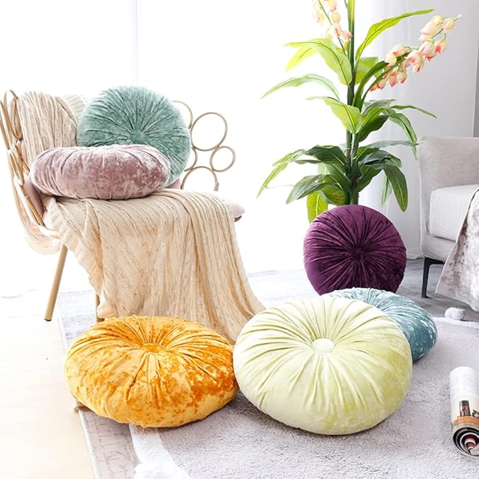 S_SSOY Round Throw Pillow for Couch Pumpkin Velvet Decorative Small Floor - Image 3