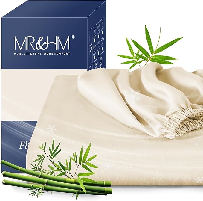 MR&HM King Fitted Sheet Only, Ultra-Soft Rayon Derived from Bamboo & Polyester by MRHM