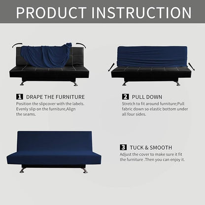 Easy-Going Stretch Futon Slipcover Armless Futon Bed Cover Furniture Protector - Image 6