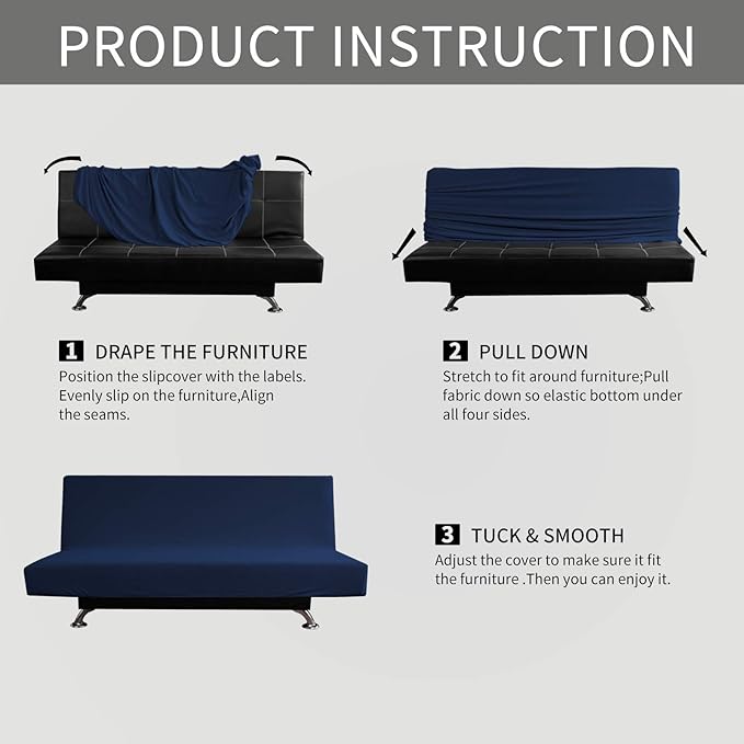 Easy-Going Stretch Futon Slipcover Armless Futon Bed Cover Furniture Protector - Image 5