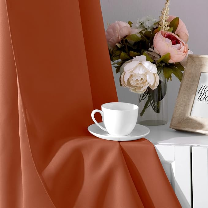 HOMEIDEAS Blackout Curtains for Bedroom 52 X 63 Inch Length 2 Panels Set Burnt - Image 7