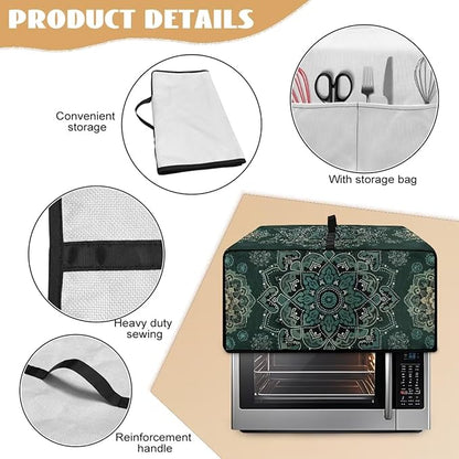Green Boho Mandala Floral Print Microwave Oven Cover Dust-Proof Microwave Oven - Image 6