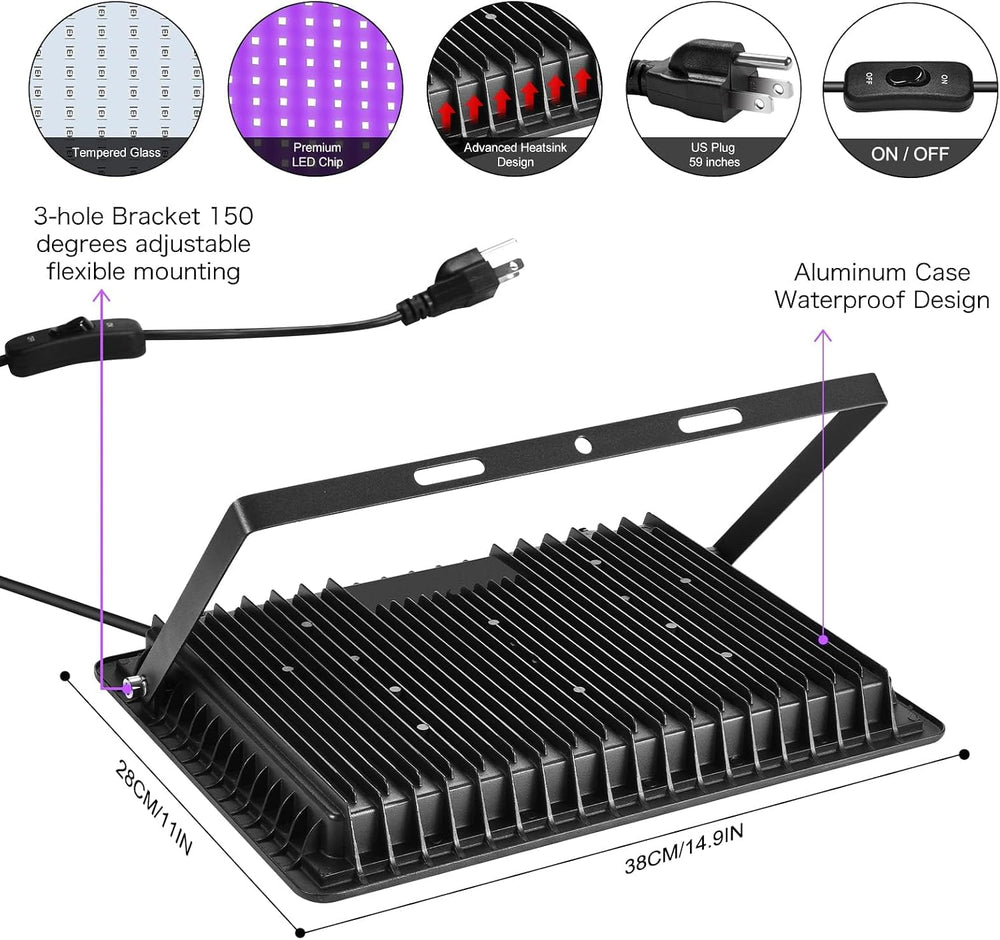XYCN 4 Pack 200W LED Flood Black Lights,395nm to 405nm UV Outdoor Flood High ...