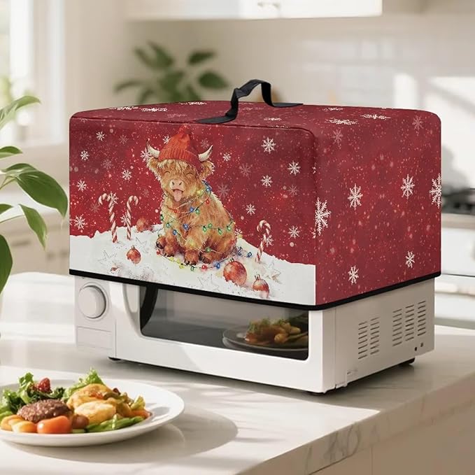 Microwave Oven Dust Cover, Christmas Highland Cattle Waterproof Polyester Dust - Image 3