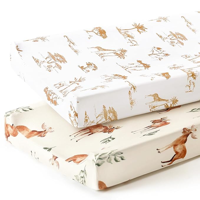 GRSSDER Stretch Ultra Soft Jersey Knit Changing Pad Cover Set 2 Pack, Change by BUYNOW