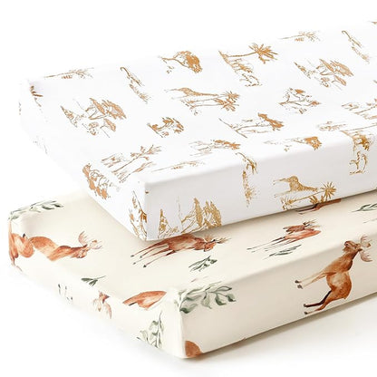 GRSSDER Stretch Ultra Soft Jersey Knit Changing Pad Cover Set 2 Pack, Change by BUYNOW