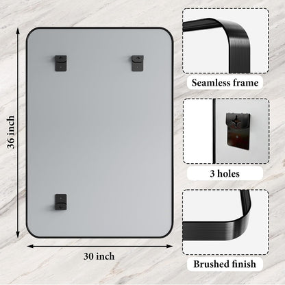 30x36 inch black metal framed bathroom mirror for, side view