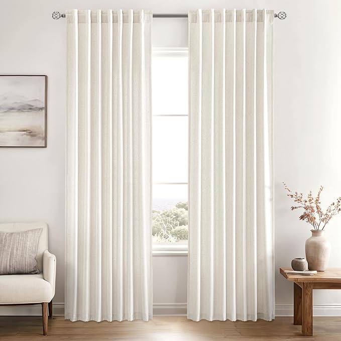 MIULEE Non-See-Through Privacy Linen Curtains 2 Panels, Light Filtering Window - Image 2
