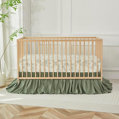 Brandream Crib Bed Skirt for Baby Girls Boys Gray Boho Bohemian Neutral Solid - Image 3