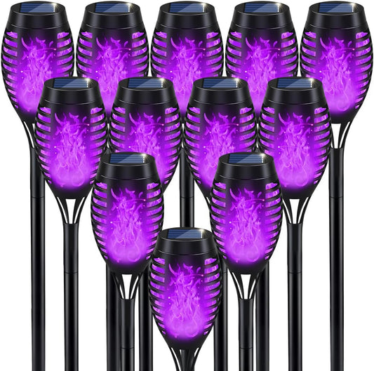 Halloween Decorations Outdoor Flickering Flame Purple Halloween Solar Light
