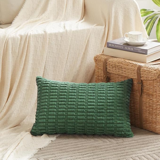 Fancy Homi 4 Packs Green Decorative Throw Pillow Covers 12x24 Inch - Image 2