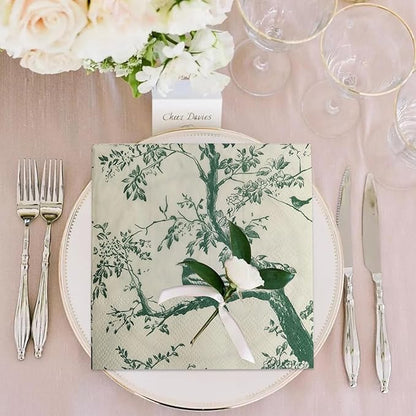 100 Pack Sage Green Paper Cocktail Napkins, Special Birds and Tree Decorative - Image 4