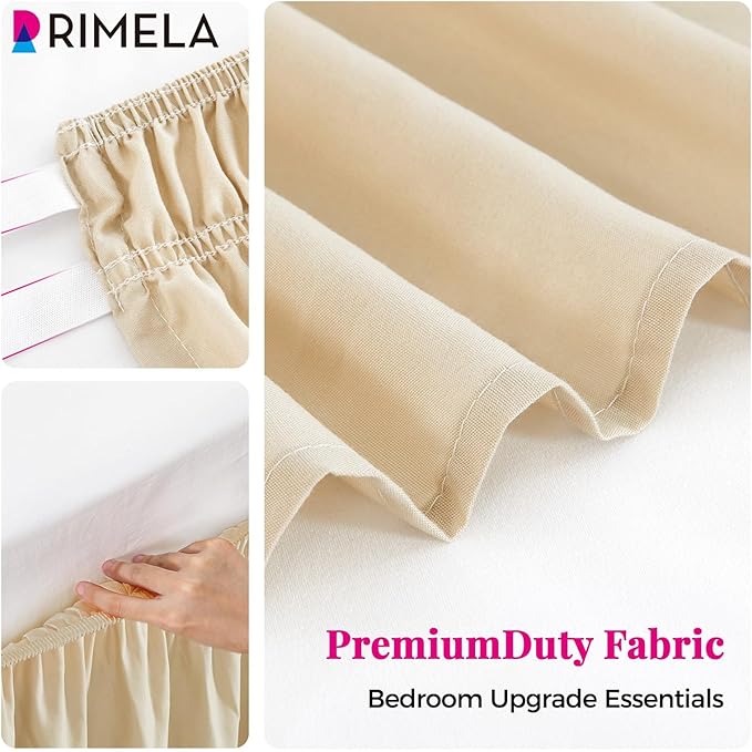 RIMELA Oatmeal Bed Skirting Queen Size Bed Skirt 15 Inch Drop, Wrap Around - Image 9