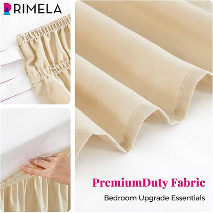 RIMELA Oatmeal Bed Skirting Queen Size Bed Skirt 15 Inch Drop, Wrap Around - Image 9