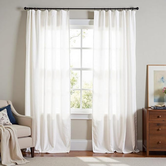 jinchan Linen Blend Curtains 90 inch Length 2 Panels by JINCHAN