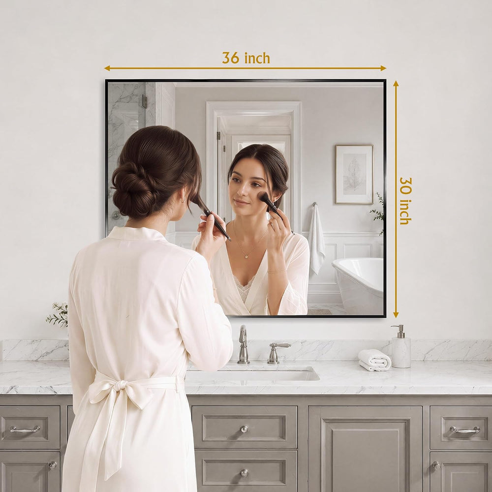30"x36" Black Bathroom Mirror Metal Framed Horizontal or Vertical