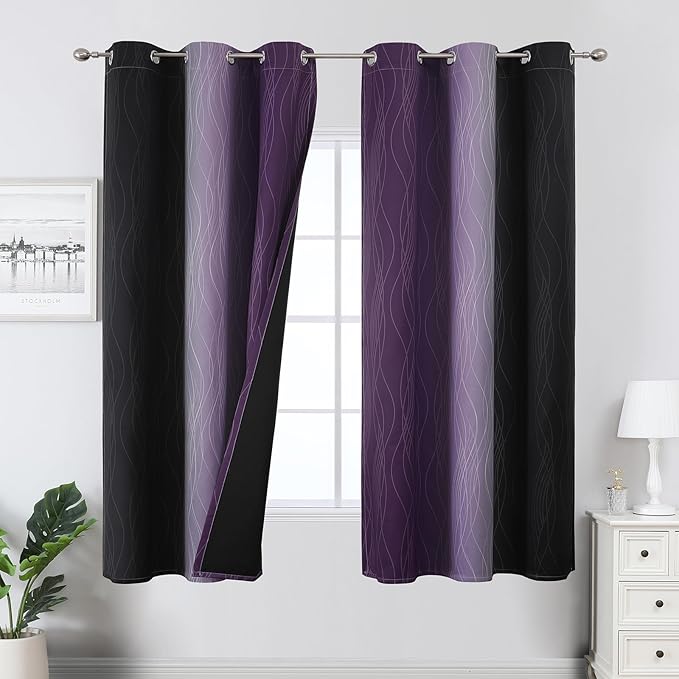 Estelar Textiler Purple and Black Ombre Blackout Curtains by ESTELARTEXTILER