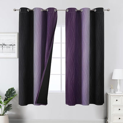 Estelar Textiler Purple and Black Ombre Blackout Curtains by ESTELARTEXTILER