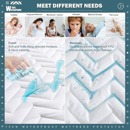 Twin Size Waterproof Mattress Protector Quilted, Breathable Ultra-Soft Filling - Image 3