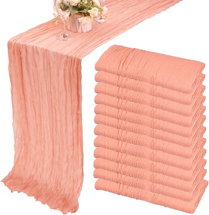 12 Pack 10Ft Cheesecloth Boho Gauze Table Runner by Fivenl
