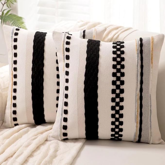 Boho Throw Pillow Covers 18x18 Set of 2 Farmhouse Decorative Cushion Case by Unknown