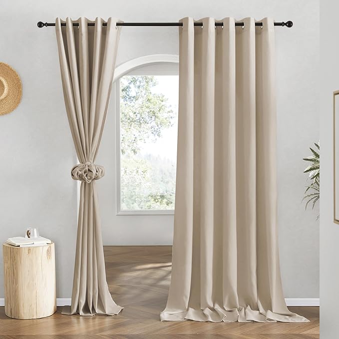 NICETOWN Flax Taupe Linen Curtains by NICETOWN