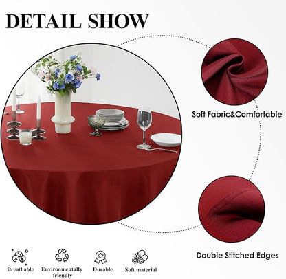 Round Tablecloth 120 Inch Tablecloth 2 Pack Red Table Cloths Washable - Image 4