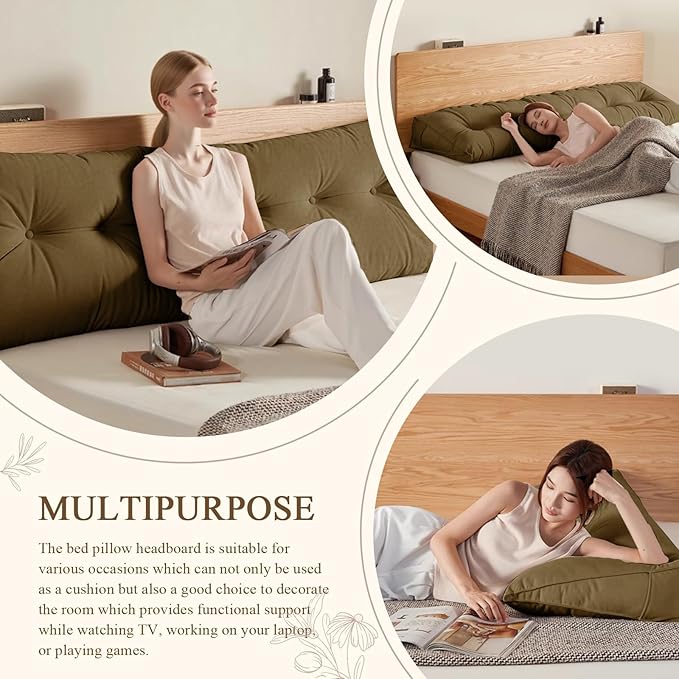Headboard Pillow Queen, Large Triangular Wedge Headboard Pillow - Image 4