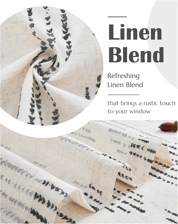 jinchan Boho Kitchen Curtains Linen Cafe Tier Curtains 24 Inch Bohemian - Image 5