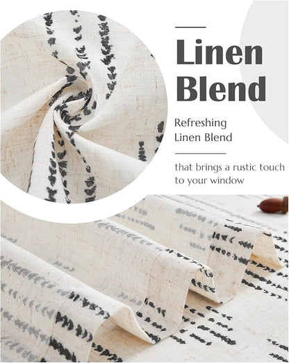 jinchan Boho Kitchen Curtains Linen Cafe Tier Curtains 36 Inch Bohemian - Image 6