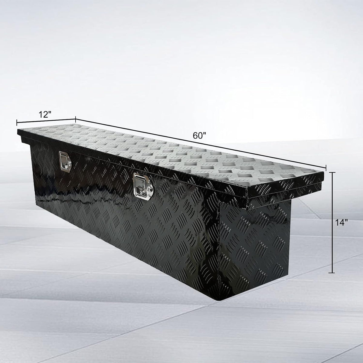 60"x12"x14" aluminum truck tool box with lock &, close-up detail