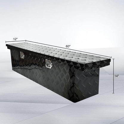 60"x12"x14" aluminum truck tool box with lock &, close-up detail
