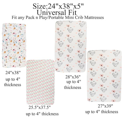 Pack n Play Sheet Stretchy Fitted Portable Mini Crib Sheets Set 3 Pack - Image 6