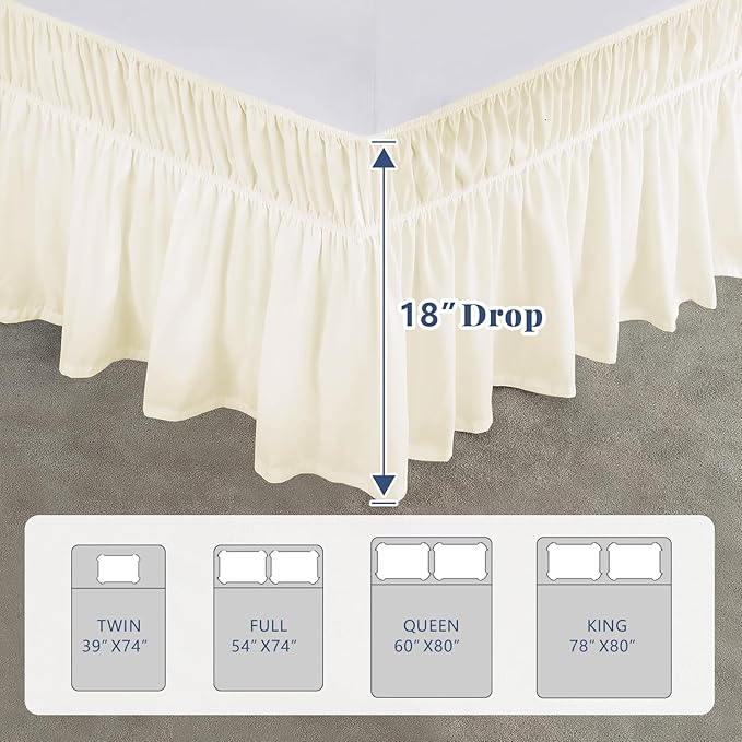 Twin Bed Skirt, Elastic Wrap Around Bed Skirt Twin Size, Bed Skirts - Image 2