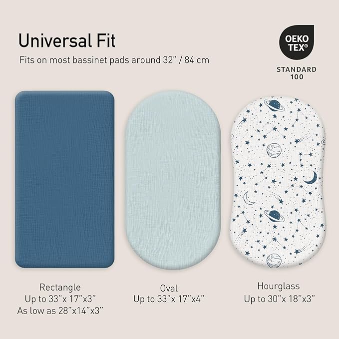 Gllquen Baby Muslin Bassinet Sheets 3 Pack, Breathable Elastic Cozy Fitted - Image 5