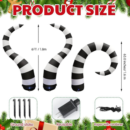 3 Pcs Halloween Inflatable Worm Yard Decoration with Built-in LED