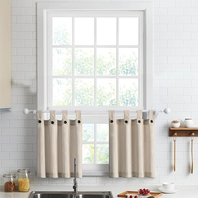 July Joy Cotton Tier Curtains 24 Inches Long Country Kitchen Curtains Tab Top by JulyJoyColorfulHomeCurtains