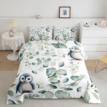 Erosebridal Cartoon Penguin Bedding Toddler Size Woodland Wildlife Comforter Set - Image 2