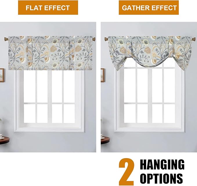 Leeva Tie Up Valances for Windows, Light Filtering Kitchen Curtains Valances - Image 6
