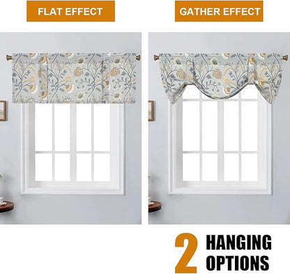 Leeva Tie Up Valances for Windows, Light Filtering Kitchen Curtains Valances - Image 6