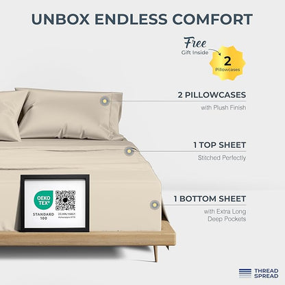 THREAD SPREAD 100% Egyptian Cotton Sheets Queen Size - Image 3