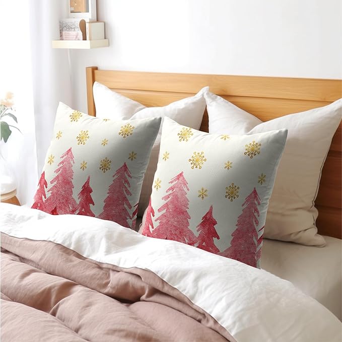 Christmas Tree Throw Pillow 16x16 Inch Set of 2 Cover Winter Christmas - Image 8