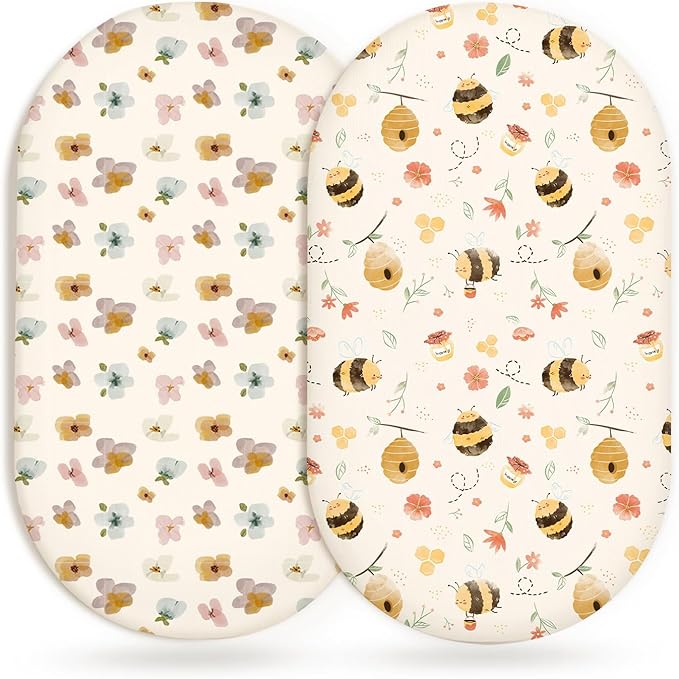 Bassinet Sheets for Baby Girls Boys 2 Pack, Fitted Baby Mattress Sheet for by Home