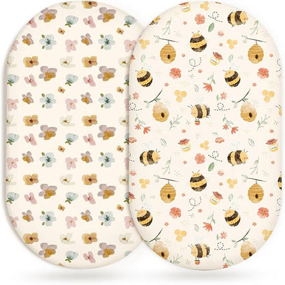 Bassinet Sheets for Baby Girls Boys 2 Pack, Fitted Baby Mattress Sheet for by Home