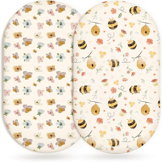 Bassinet Sheets for Baby Girls Boys 2 Pack, Fitted Baby Mattress Sheet for by Home