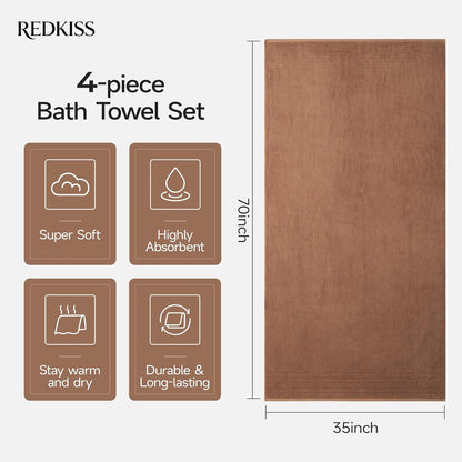 redkiss luxury bath towels set of 4, 35x70, close-up detail
