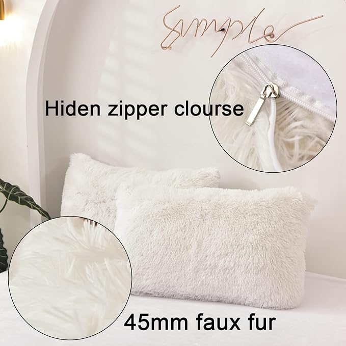 MorroMorn Decorative Pillows Covers, 2 Packs Faux Fur Pillow Cases Standard Size - Image 4