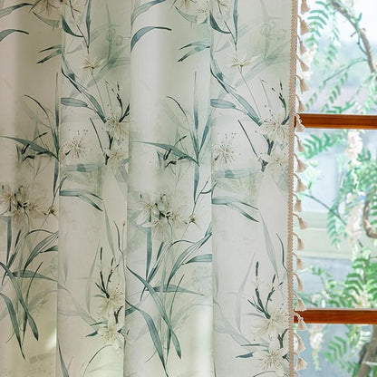ENJOYBRIDAL White Floral 96 Inch Curtains 2 Panel Set Bedroom Boho Drapes Semi - Image 4