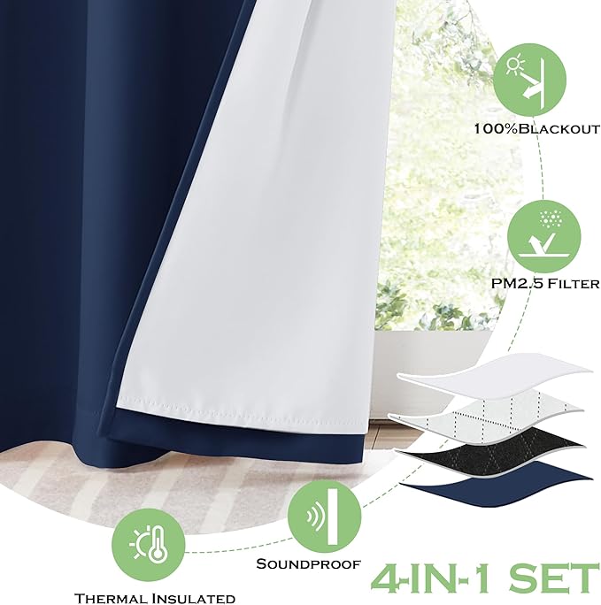 KGORGE 4-in-1 Soundproof Anti Dust 100% Blackout Curtains - Image 5