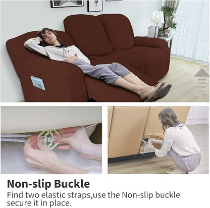 Easy-Going 8 Pieces Recliner Sofa Stretch Sofa Slipcover Sofa Cover Furniture - Image 3